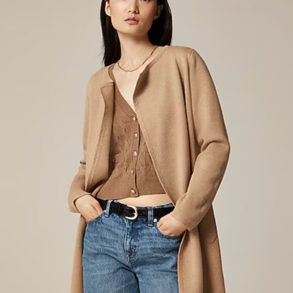 J.Crew Juliette collarless sweater-blazer tan XXS - Picture 2 of 6